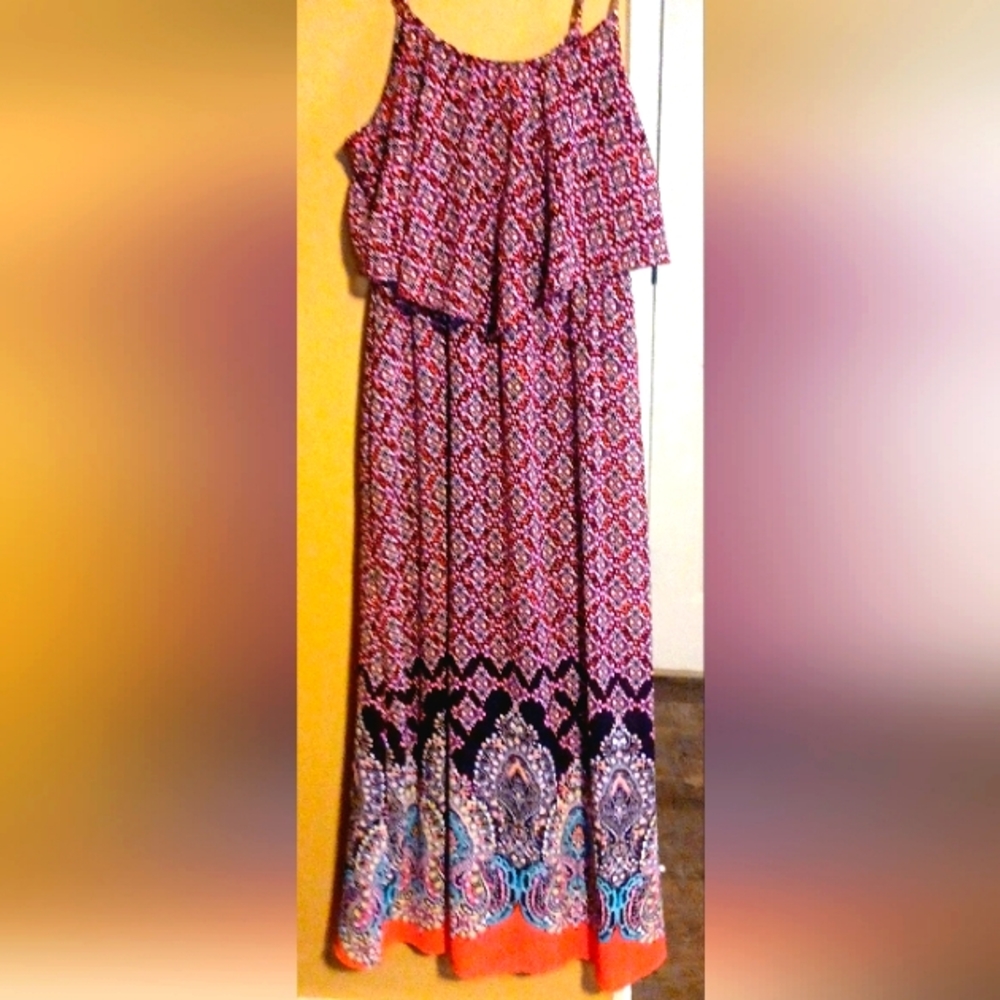 Boho maxi spaghetti strap dress